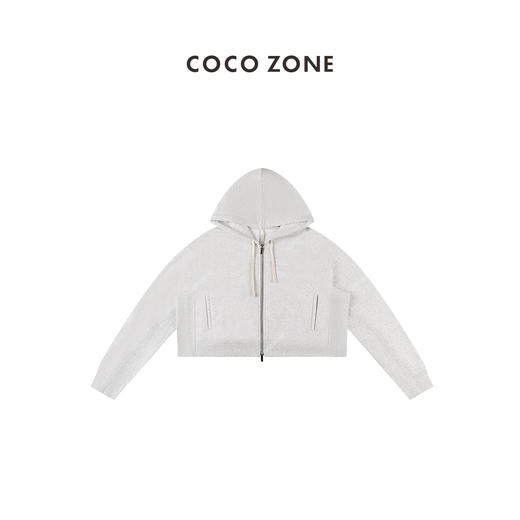 COCO ZONE早秋连帽外套双头拉链罗纹拼接带帽绳 23C29495 商品图0