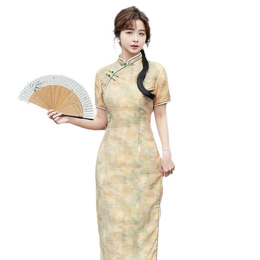 SYG2024年新款旗袍三分袖女春秋款复古修身礼服中式妈妈旗袍年轻款 商品图4