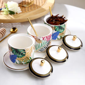 诺轩丛林秘境欧式轻奢陶瓷调味瓶调味罐四件套