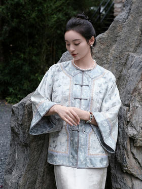 盛唐牡丹盛奢系列| 限量款| 高货-真丝宋锦金鱼如意对襟女外套(特殊商品不退不换)