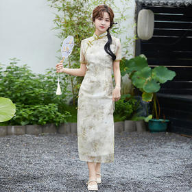 SYG2024年新款旗袍春秋款中式妈妈旗袍年轻款三分袖女复古修身礼服