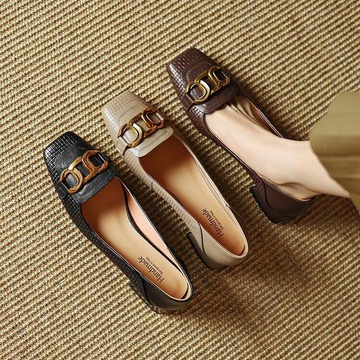 【预售5天】气质方头舒服新款里外全皮时尚单鞋女低跟通勤浅口瓢鞋LD&6833 商品图2