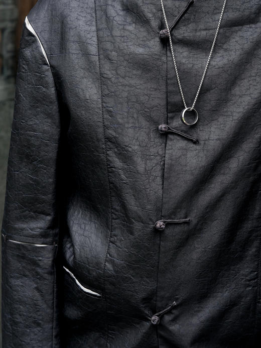 盛唐婧| 男士新中式龟裂纹莨绸上衣 商品图1