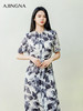 【商场同款】阿菁娜2024夏季新款桑蚕丝印花收腰连衣裙A30X212073 商品缩略图3