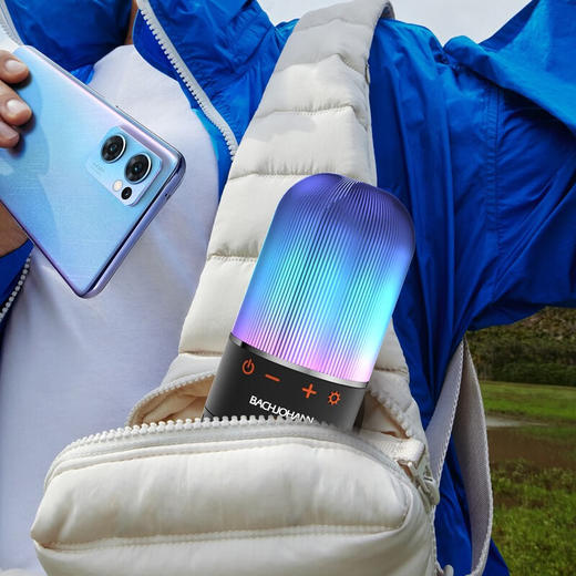 bach johann巴赫约翰 Q8无线蓝牙音箱HIFI高保真音效重低音炮音响户外便携手持七彩灯AUX 【Q8】7彩炫酷音响 商品图8