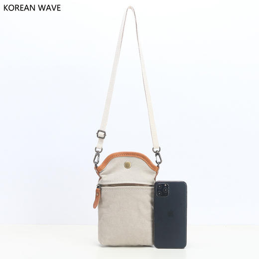 日系简约纯色帆布手机包 商品图1
