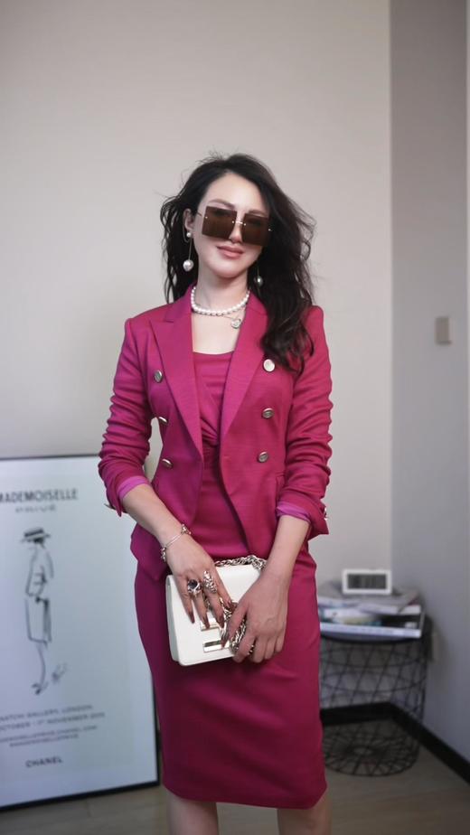 “非凡洋红”2024新款巴尔曼版型小西装绵羊毛弹力透气单西颈袖添香WT4XC377932 商品图0