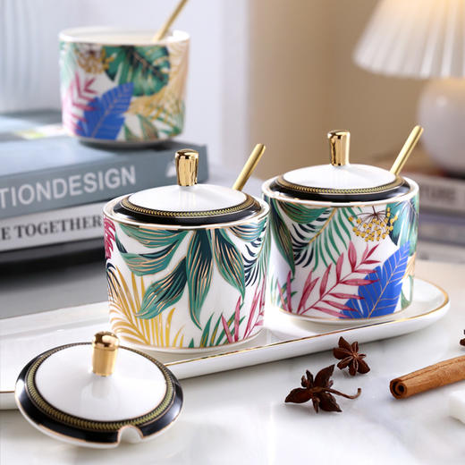 诺轩丛林秘境欧式轻奢陶瓷调味瓶调味罐四件套 商品图2