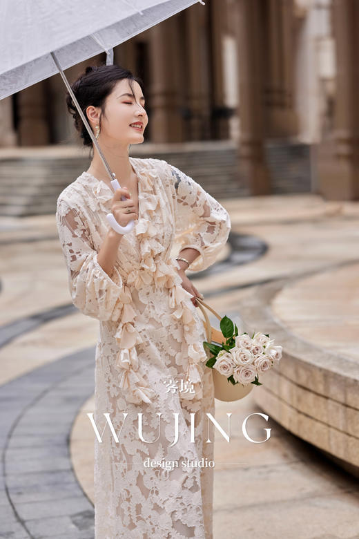 【雾境定制】杏间花雾优雅气质定制烧花薄纱连衣裙 3204127 商品图2