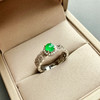 高冰种阳绿翡翠蛋面戒指铂金钻石镶嵌 商品缩略图1