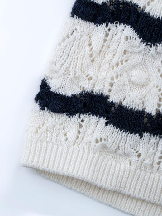 COCO ZONE 夏季条纹V领吊带针织衫单排扣上衣CC2B0985 商品图7