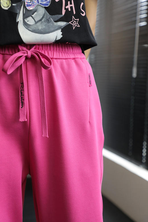 抽绳腰左绣字母小标束脚长裤 9522100045 商品图2