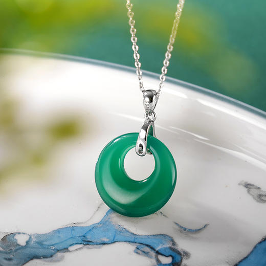 子佩集S925银【微雨杏叶】吊坠【DZB007739】纯银绿玉髓(不含链)平安扣银杏2406 商品图1