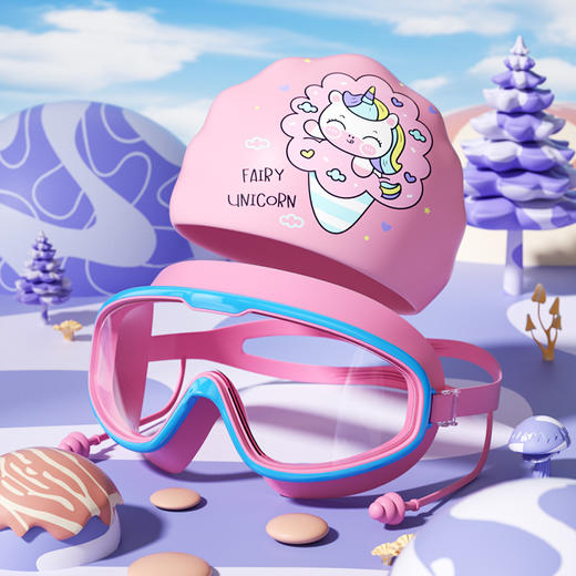 帽子+护镜【欢畅暑期游玩，舒适无忧！】可爱印花泳帽，儿童专属防水护目镜。舒适柔软，大视野防雾。让初学游泳者体验魔幻般的游泳世界，感受水的柔软与力量，泳眼大开，游得自在！ 商品图11