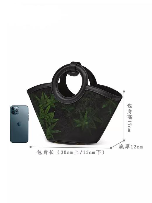 新中式国风非遗桑蚕丝设计，单肩斜挎手提黑色包TX-P120497 商品图0