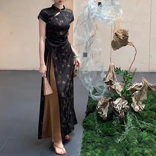 裁缝学苑AS282 新中式倒褶短款修身小衫纸样短旗袍半身裙套装打版裁剪样板 商品图3