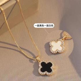 气质四叶草钛钢项链女夏季轻奢小众锁骨链百搭吊坠链毛衣链