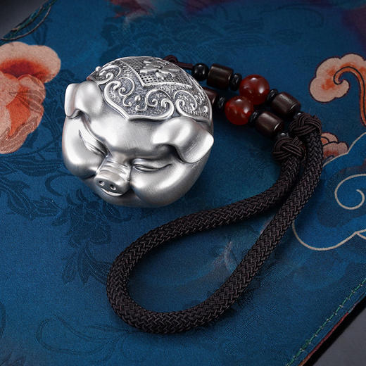 子佩集S999银【招财福猪】手把件【SBJ841】纯银手把件可转动2406 商品图4