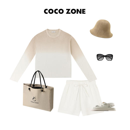 COCO ZONE 新款渐变色圆领针织运动长袖上衣23C18986 商品图4