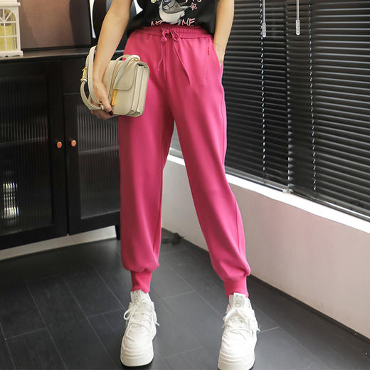 抽绳腰左绣字母小标束脚长裤 9522100045 商品图0