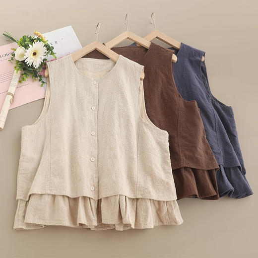 裁缝学苑AS283荷叶花边下摆圆领棉麻马甲纸样女装A字版无袖坎肩背心样板 商品图1