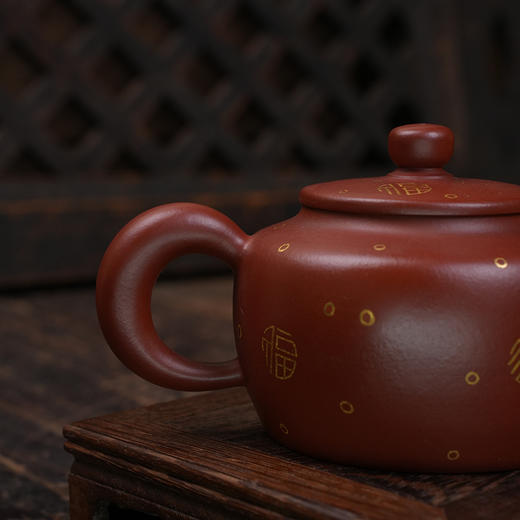 牟家辉 描金鸣泉壶 大红袍 宜兴紫砂原矿茶壶紫砂壶功夫茶泡茶壶茶具仿古 商品图4