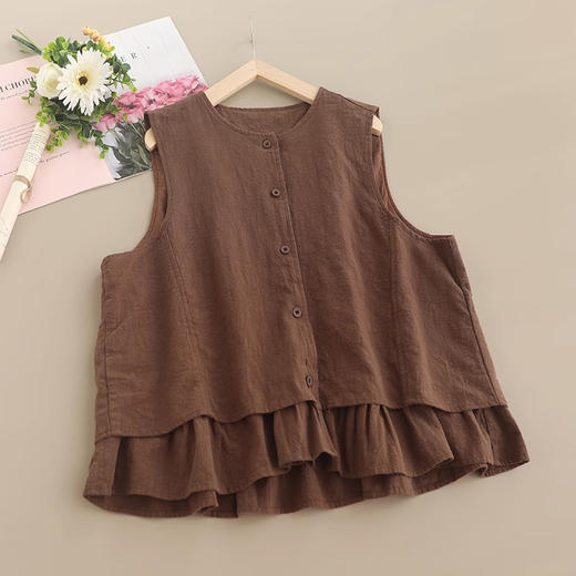 裁缝学苑AS283荷叶花边下摆圆领棉麻马甲纸样女装A字版无袖坎肩背心样板 商品图4