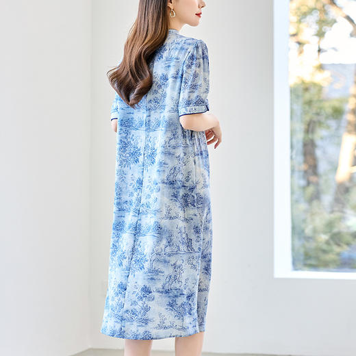 新中式国风17姆米，双绉真丝连衣裙KQN- 82497208 商品图3
