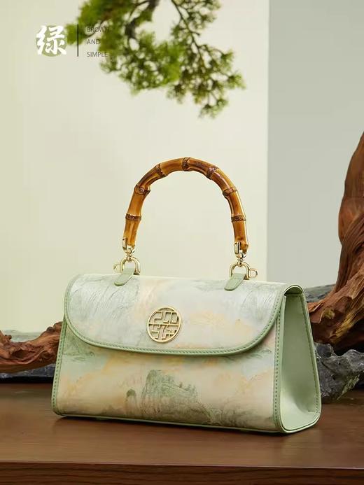 国风中式设计非遗桑蚕丝，复古单肩斜挎手提竹节旗袍包TX- P170079 商品图2