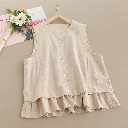 裁缝学苑AS283荷叶花边下摆圆领棉麻马甲纸样女装A字版无袖坎肩背心样板 商品图2