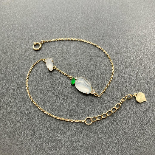 玻璃种翡翠兔兔手链18k黄金镶嵌 商品图4