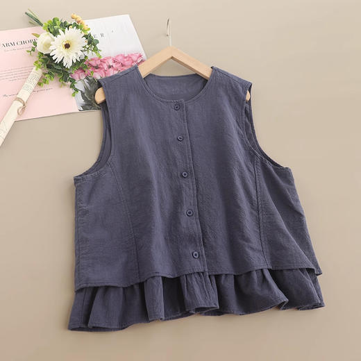 裁缝学苑AS283荷叶花边下摆圆领棉麻马甲纸样女装A字版无袖坎肩背心样板 商品图5