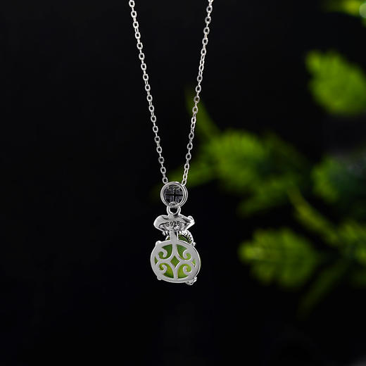 子佩集S925【清福岁岁】套链【DZ04856】纯银和田碧玉福袋钱袋项链2406 商品图1