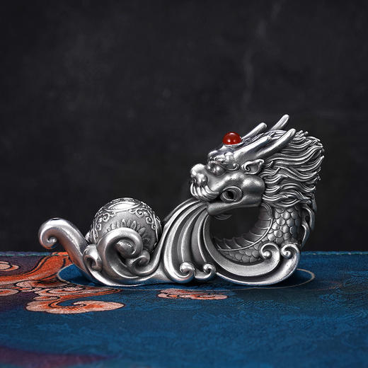 子佩集S999银招财银龙香插【BX0280878】纯银小摆件可转动2406 商品图0