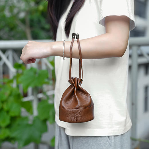 暗香疏影 皮革收纳包 咖色小茶包便携茶具茶杯收纳袋旅行茶壶快客杯袋 商品图7