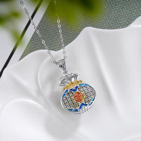 子佩集S925银【幸福光华】套链【DZ06276】纯银国潮青玉珐琅彩镀金和田青玉项链2406