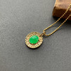 冰种阳绿翡翠蛋面吊坠18k黄金镶嵌 商品缩略图2