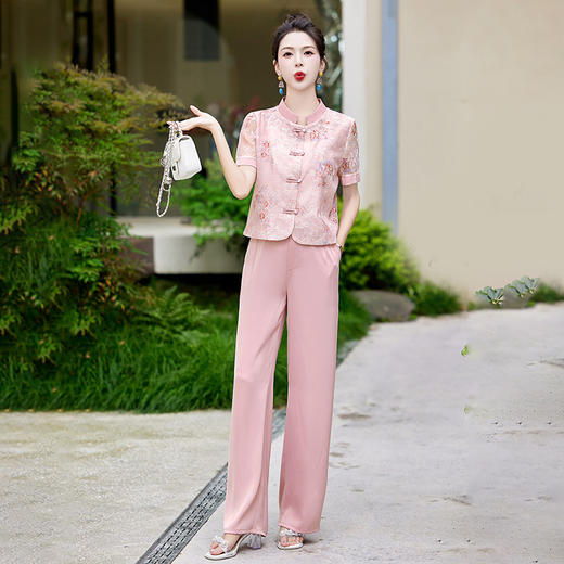 时尚休闲套装2024夏季新品修身长袖短外套长裤两件套 HM5328 商品图3