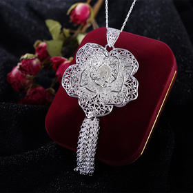 子佩集S990银玫瑰吊坠【MG1】纯银花丝(不含链)2406