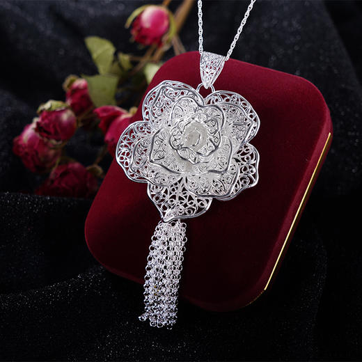 子佩集S990银玫瑰吊坠【MG1】纯银花丝(不含链)2406 商品图0