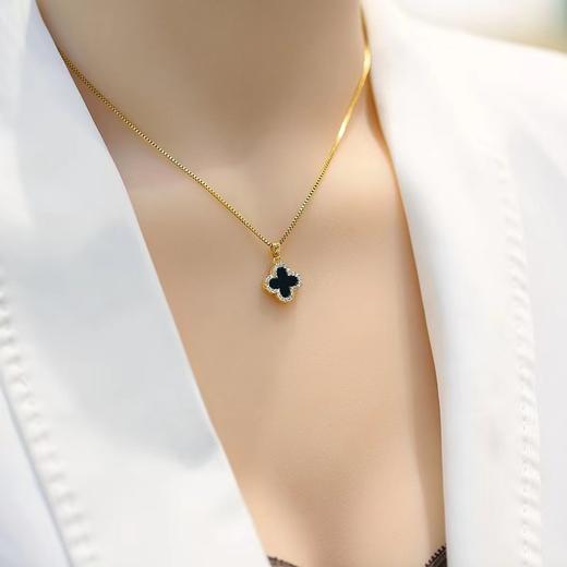 气质四叶草钛钢项链女夏季轻奢小众锁骨链百搭吊坠链毛衣链 商品图4