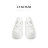 COCO ZONE 女士小白板鞋厚底轻奢圆头系带休闲鞋CC2C1243 商品缩略图0