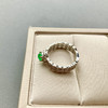 高冰种阳绿翡翠蛋面戒指铂金钻石镶嵌 商品缩略图6