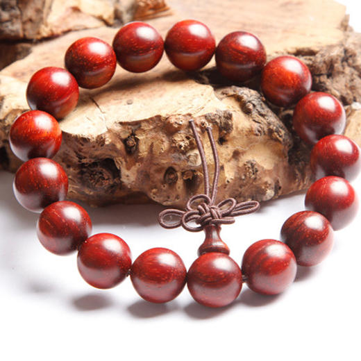 温书院 印度小叶紫檀【带金星】油性珠子盘玩男女手链15mm·手链*1条 商品图0