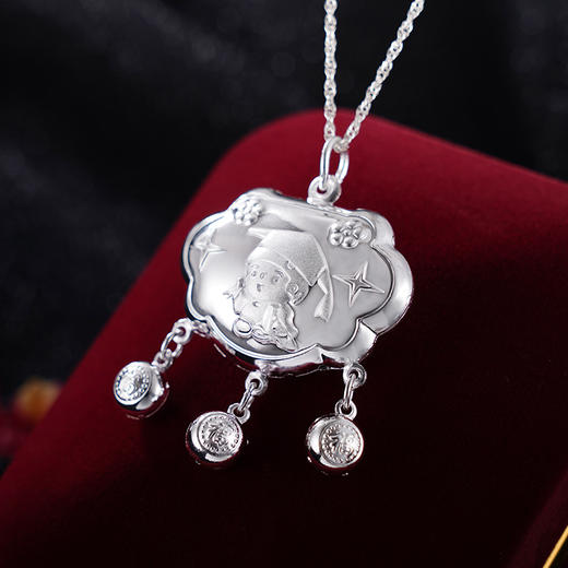 子佩集S990银【吉星】套链项链【CM5002-3】纯银儿童长命锁2406 商品图0