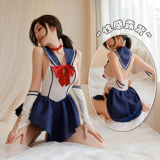 霏慕 清纯学妹校园连衣裙套装3905 情趣内衣性感jk纯欲风学院制服免脱约会战袍床上火辣激情3905 水手月亮白 均码 商品图10