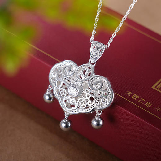 子佩集S990银【祥云福】套链项链【CM4011-6】纯银儿童长命锁2406 商品图0