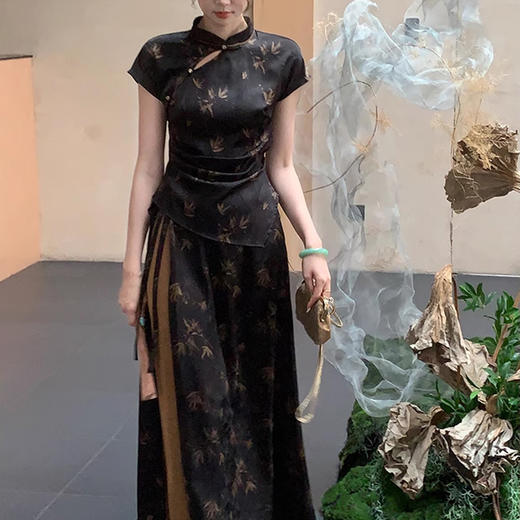 裁缝学苑AS282 新中式倒褶短款修身小衫纸样短旗袍半身裙套装打版裁剪样板 商品图4