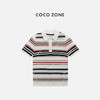 COCO ZONE "彩条Polo"时尚翻领彩条针织衫休闲上衣CC1B1410 商品缩略图0