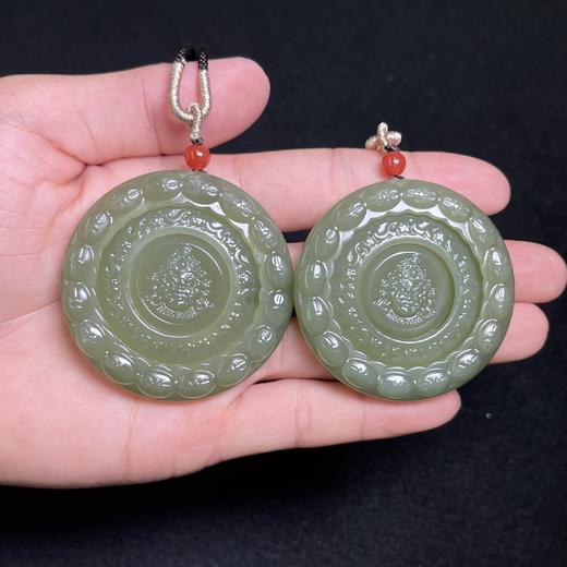 和田玉吊坠-晴水时来运转雕刻三层吊坠 商品图0